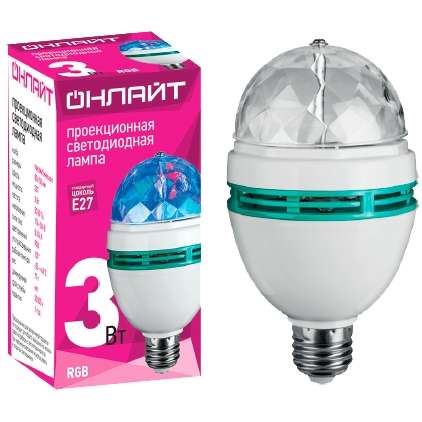 картинка Лампа светодиодная 61 120 OLL-DISCO-3-230-RGB-E27 ОНЛАЙТ 20225 от магазина ПСФ Электро