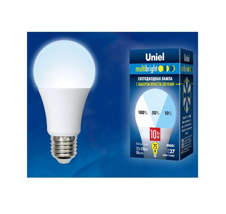 картинка Лампа светодиодная LED-A60-10W/NW/E27/FR/MB грушевидная PLM11WH форма А мат. Multibright бел. 4000К 100-50-10 упак. картон Uniel UL-00002372 от магазина ПСФ Электро
