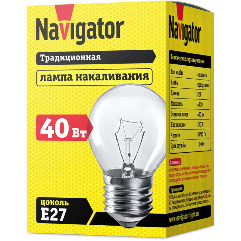 картинка Лампа 94 310 NI-C-40-230-E27-CL Navigator 16867 от магазина ПСФ Электро