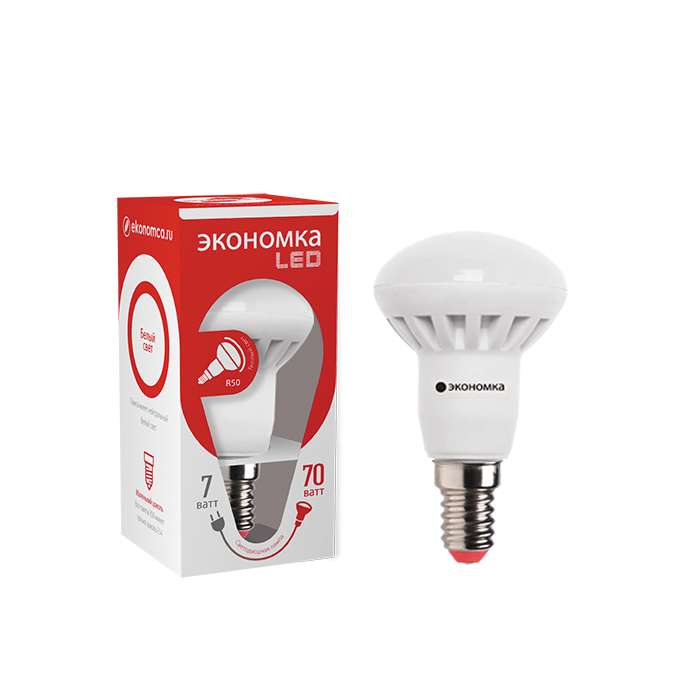 картинка Лампа светодиодная R50 6Вт 4500К белый E14 450лм 220-240В ЭКОНОМКА Eco_LED6wR50E1445 / Eco_LED7wR50E1445 от магазина ПСФ Электро