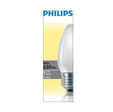 картинка Лампа накаливания В35 60Вт E27 FR свеч. матов. Philips 921501644214 / 871150005651150 от магазина ПСФ Электро