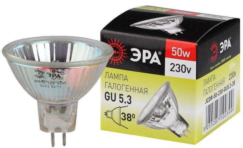 картинка Лампа галогенная GU5.3-JCDR (MR16) -50W-230V-Cl ЭРА C0027365 от магазина ПСФ Электро